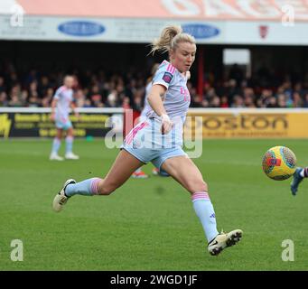 Dagenham, Regno Unito. 4 febbraio 2024. DAGENHAM, INGHILTERRA - 04 FEBBRAIO: Leah Williamson dell'Arsenal durante il Barclays fa Women's Super League Match tra West Ham United Women contro Arsenal Women al Chigwell Construction Stadium il 4 febbraio 2024 a Dagenham, Inghilterra Credit: Action foto Sport/Alamy Live News Foto Stock