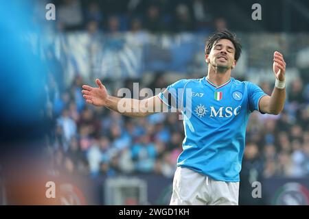 Napoli, Italia. 4 febbraio 2024. Giovanni Simeone del Napoli Club Dejection durante la partita di serie A tra SSC Napoli e Hellas Verona FC allo stadio Diego Armando Maradona di Napoli (Italia), 4 febbraio 2024. Crediti: Insidefoto di andrea staccioli/Alamy Live News Foto Stock