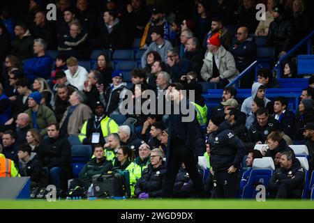 LONDRA, Regno Unito - 4 febbraio 2024: L'allenatore del Chelsea Mauricio Pochettino reagisce durante la partita di Premier League tra Chelsea FC e Wolverhampton Wanderers allo Stamford Bridge (Credit: Craig Mercer/ Alamy Live News) Foto Stock