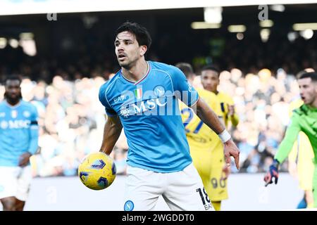 Napoli, Italia. 4 febbraio 2024. Giovanni Simeone dell'SSC Napoli durante la partita di serie A TIM tra SSC Napoli e Hellas Verona allo Stadio Diego Armando Maradona di Napoli il 4 febbraio 2024. Crediti: Nicola Ianuale/Alamy Live News Foto Stock