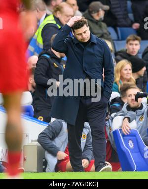 Londra, Regno Unito. 4 febbraio 2024 - Chelsea contro Wolverhampton Wanderers - Premier League - Stamford Bridge. Il manager del Chelsea Mauricio Pochettino. Crediti immagine: Mark Pain / Alamy Live News Foto Stock