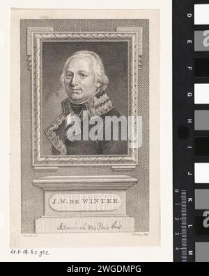 Ritratto di Jan Willem de Winter, Reinier Vinkeles (i), dopo Louis Marie Sicardi, 1786 - 1809 stampa Ritratto di Jan Willem de Winter, Admiraal nella battaglia di Egmond e Maresciallo van Holland. Incisione/incisione su carta Amsterdam Foto Stock