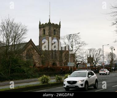 Una vista della Chiesa di San Lorenzo nella città mercato di Chorley, Lancashire, Regno Unito, Europa Foto Stock