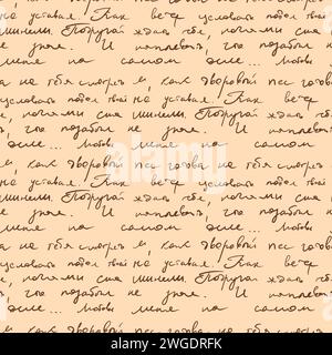 Pattern vettoriale senza interruzioni con testo scritto a mano. Vecchia lettera del manoscritto, carattere illeggibile, calligrafia, texture vintage. Per sfondo, stampa su f Illustrazione Vettoriale