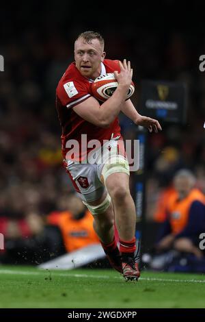 Cardiff, Regno Unito. 3 febbraio 2024. Tommy Reffell del Galles in azione. Guinness Six Nations Championship 2024 match, Galles contro Scozia al Principality Stadium di Cardiff sabato 3 febbraio 2024. foto di Andrew Orchard/Andrew Orchard fotografia sportiva/ Alamy Live News Credit: Andrew Orchard fotografia sportiva/Alamy Live News Foto Stock