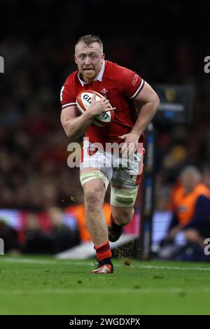 Cardiff, Regno Unito. 3 febbraio 2024. Tommy Reffell del Galles in azione. Guinness Six Nations Championship 2024 match, Galles contro Scozia al Principality Stadium di Cardiff sabato 3 febbraio 2024. foto di Andrew Orchard/Andrew Orchard fotografia sportiva/ Alamy Live News Credit: Andrew Orchard fotografia sportiva/Alamy Live News Foto Stock