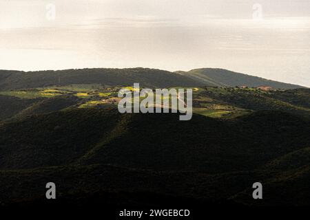 Campagne nel sud-ovest della Sardegna. Foto Stock