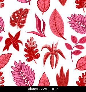 Motivo senza cuciture con semplici foglie ornamentali. Vettore Illustrazione Vettoriale