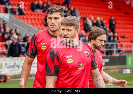 St Helens, Regno Unito, 4 febbraio 2024. Ben Hellwell nell'amichevole Betfred Super League St Helens vs Salford Red Devils al Totally Wicked Stadium, St Helens, Regno Unito, 4 febbraio 2024 Credit: James Giblin/Alamy Live News Foto Stock