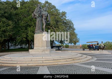 I difensori confederati di Charleston monumento a Fort Sumter a White Point Gardens, sulla batteria a Charleston Carolina del Sud - novembre 2023 Foto Stock