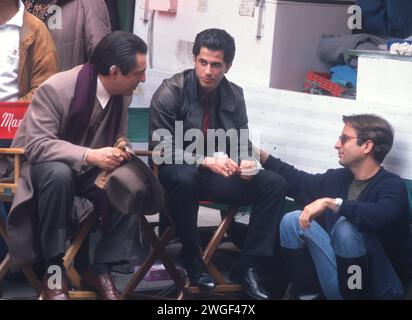 1990 Joe Mantegna Andy Garcia che filma Godfather 3 in Little Italy NYC John Barrett/PHOTOlink Foto Stock