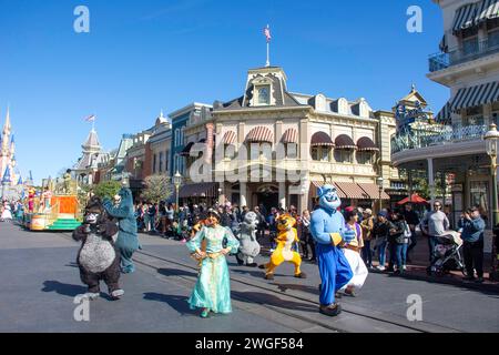 Disney Fantasy Parade, Main Street, Stati Uniti, Magic Kingdom, Walt Disney World Resort, Orange County, Orlando, Florida, Stati Uniti d'America Foto Stock