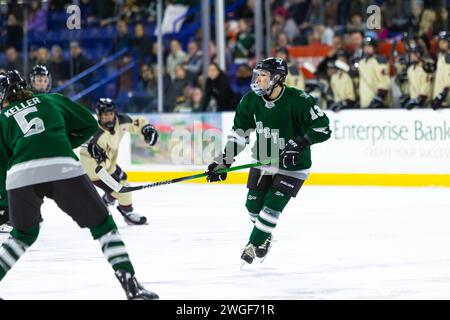 Tsongas Center. 4 febbraio 2024. Massachusetts, USA; il difensore di Boston Kaleigh Fratkin (13) durante una partita di stagione regolare della PWHL tra Boston e Montreal al Tsongas Center. (c) Burt Granofsky/CSM/Alamy Live News Foto Stock