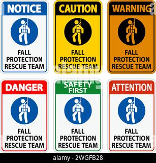 Decalcomanie Hard Hat, team di soccorso Danger Fall Protection Illustrazione Vettoriale