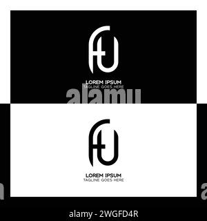 Logo della lettera iniziale FU. Monogramma di progettazione del modello alfabetico F e U Illustrazione Vettoriale