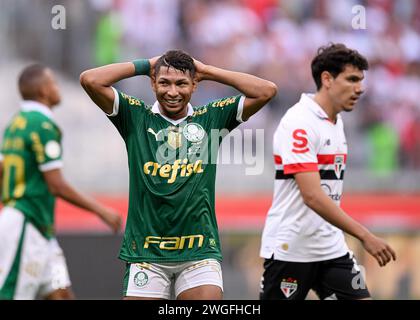 Belo Horizonte, Brasile. 4 febbraio 2024. Rony del Palmeiras durante la partita tra Palmeiras e San Paolo, per la Supercopa 2024 brasiliana, allo stadio Mineirao, a Belo Horizonte il 4 febbraio. Foto: Gledston Tavares/DiaEsportivo/Alamy Live News crediti: DiaEsportivo/Alamy Live News Foto Stock