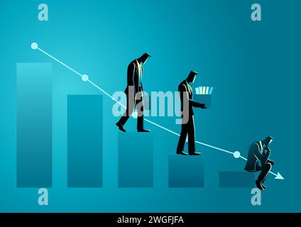 Licenziamenti dell'azienda dovuti alla recessione, illustrazione vettoriale Illustrazione Vettoriale