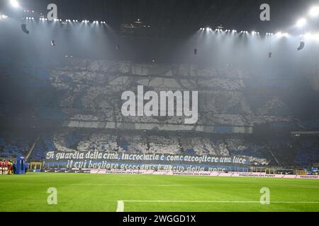 Milano, Italia. 4 febbraio 2024. Tifosi (Inter) durante la partita di serie A italiana tra l'Inter 1-0 Juventus allo stadio Giuseppe Meazza il 4 febbraio 2024 a Milano. Crediti: Maurizio Borsari/AFLO/Alamy Live News Foto Stock