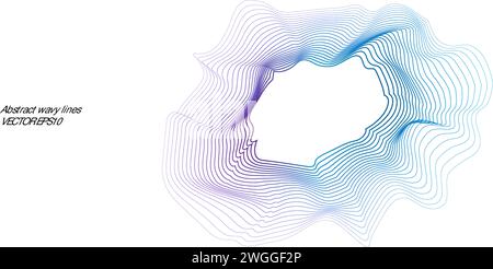 Moderno sfondo blu astratto sfumato con motivo a linee d'onda blu. Illustrazione Vettoriale