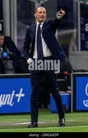 Milano, Italia - 4 febbraio 2024 - Inter-Juventus serie A - allegri massimiliano allenatore juventus fc ritratto crediti: Kines Milano/Alamy Live News Foto Stock