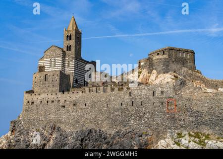 San Pietro in Porto Venere, una cittadina situata in una zona costiera della provincia di la Spezia in Liguria, nel nord-ovest dell'Italia Foto Stock