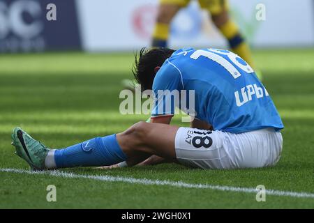 Napoli, Italia. 4 febbraio 2024. Giovanni Simeone della SSC Napoli durante la partita di serie A tra SSC Napoli e Hellas Verona FC allo Stadio Diego Armando Maradona Napoli Italia il 4 febbraio 2024. Credito: Franco Romano/Alamy Live News Foto Stock