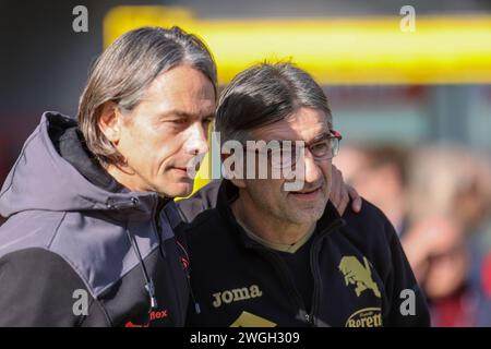 Torino, Italia. 4 febbraio 2024. 4 febbraio Torino - Italia - Torino vs Salernitana serie A 2023/2024 - grande Torino Stadium - nella foto: filippo inzaghi e yuric torino fc crediti: Kines Milano/Alamy Live News Foto Stock