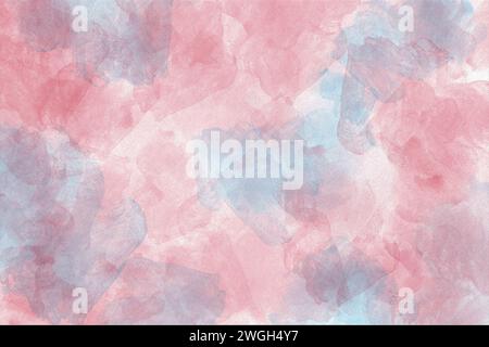 Rosa tenue e acquerello blu texture astratta con forme traslucide a strati, perfette per sfondi e design. Foto Stock