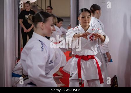 Parigi, Francia. 26 gennaio 2024. Sum Mam lo da Hong Kong durante il Paris Open Karate Premier League, il 26 gennaio 2024. Il Paris Open Karate 2024, organizzato dalla World Karate Federation e dalla French Karate Federation, si svolge dal 26 al 28 gennaio allo Stadio Pierre de Coubertin di Parigi, in Francia. Foto di Aurelien Morissard/ABACAPRESS.COM credito: Abaca Press/Alamy Live News Foto Stock