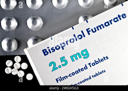 Bisoprololo fumarato - farmaco anti-ipertensione - pillole da 2,5 mg Foto Stock