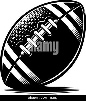 Clip art monocromatica per pallone da football americano. Illustrazione vettoriale piatta Illustrazione Vettoriale