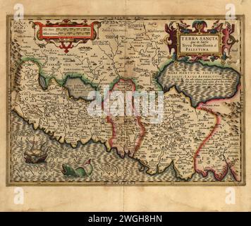 Mappa d'epoca "Terra Sancta que in Sacris Terra Promissionis ol : Palestina". Prodotto da Guillaume de l'Isle. Pubblicato 1782 . La mappa raffigura la Terra Santa in latino Foto Stock