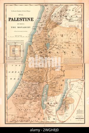 Mappa d'epoca della Palestina durante la monarchia. Pubblicato G. W e C. B. Colton & Co., intorno al 1895 cartografo: Woolworth (George Woolworth) cartografo. Foto Stock