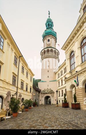 Torre dei vigili del fuoco a Sopron, Ungheria, Europa. Foto Stock