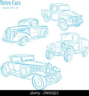 Auto retrò, camion verniciato, vettoriale. Illustrazione Vettoriale