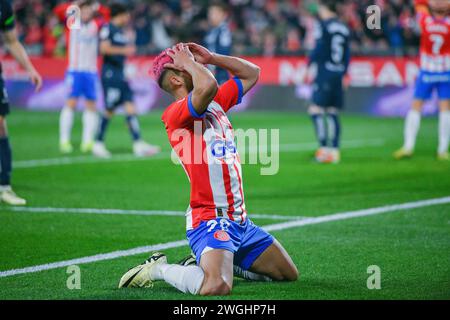 GIRONA FC-REAL SOCIEDAD febbraio 03,2024 durante la partita tra Girona FC e Real Sociedad corrispondente alla ventitré giornata di la Liga EA Sports allo Stadio Municipale di Montilivi a Girona, Spagna. Foto Stock