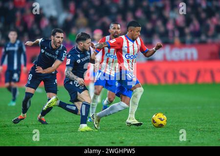 GIRONA FC-REAL SOCIEDAD febbraio 03,2024 durante la partita tra Girona FC e Real Sociedad corrispondente alla ventitré giornata di la Liga EA Sports allo Stadio Municipale di Montilivi a Girona, Spagna. Foto Stock