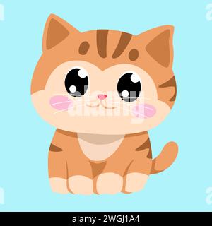 Semplice illustrazione vettoriale piatta di cartoni animati gatto Illustrazione Vettoriale