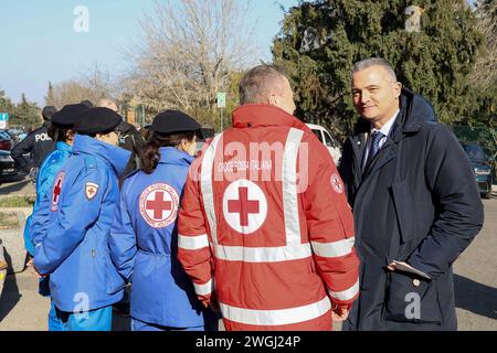 Bologna, Italia. 5 febbraio 2024. Foto Guido Calamosca/LaPresse 05-02-2024 Bologna, Italia - ospedale Rizzoli, Arrivo di bambini provenienti da Gaza 05 febbraio 2024 Bologna news gaza bambino arriva all'ospedale di rizzoli credito: LaPresse/Alamy Live News Foto Stock