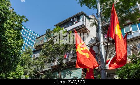 Bandiera comunista e stella Foto Stock