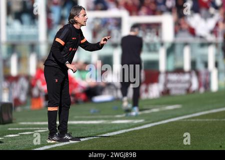 Filippo Inzaghi, capo allenatore di noi Salernitana gesti durante la partita di calcio di serie A tra Torino FC e noi Salernitana allo Stadio Olimpico il 4 febbraio 2023 a Torino. Foto Stock