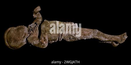 Il gesso di un bambino piccolo, Antiquarium, Pompei Roman City si trova vicino a Napoli, nella regione Campania d'Italia. Pompei fu sepolta sotto i 4-6 m di cenere vulcanica e pomice durante l'eruzione del Vesuvio nel 79 d.C. Italia Foto Stock