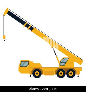 Icona gru mobile. Veicolo per il sollevamento, la movimentazione, la costruzione, lo spostamento di carichi e carichi. Macchinari pesanti. Illustrazione vettoriale EPS 10 Illustrazione Vettoriale