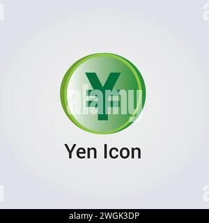 Icona valuta pulsante Logo Yen illustrazione vettore Illustrazione Vettoriale