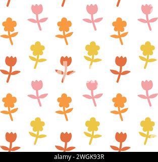 Motivo vettoriale senza cuciture di fiori di colore diverso Illustrazione Vettoriale