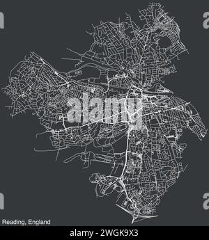 Strade stradali mappa della città di READING, INGHILTERRA Illustrazione Vettoriale
