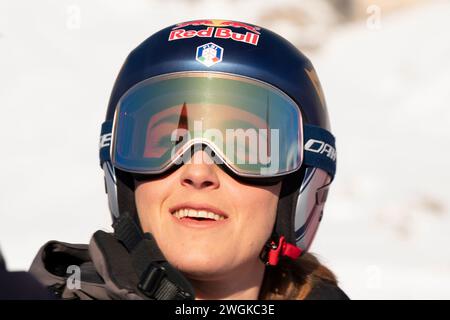 Cortina d’Ampezzo, Italia 27 gennaio 2024. GOGGIA Sofia (Ita) durante l'ispezione pre gara del corso Olympia per il Mondiale di Sci Alpino Audi Fis Foto Stock