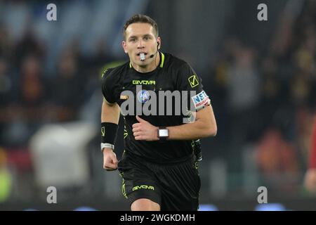 Roma, Italia. 5 febbraio 2024. Foto Alfredo Falcone/LaPresse 05 febbraio 2024 - Roma, Italia - sport, calcio - Roma vs Cagliari - Campionato italiano di calcio serie A TIM 2023/2024 - Stadio Olimpico di Roma. Nella foto: Matteo Marcenario foto Alfredo Falcone/LaPresse 05 febbraio 2024 Roma, Italia - sport, calcio - Roma vs Cagliari - Campionato Italiano di calcio di serie A 2023/2024 - Stadio Olimpico &#xee;n Roma. Nella foto: Matteo Marcenario credito: LaPresse/Alamy Live News Foto Stock