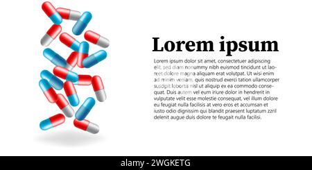 Design Falling tablet Banner con spazio per il testo, design slide per la presentazione medica Illustrazione Vettoriale