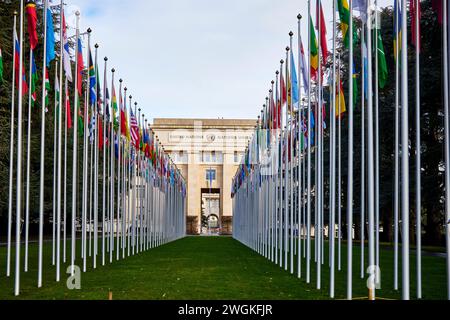 Ginevra città in Svizzera edifici delle organizzazioni intergovernative delle Nazioni Unite Foto Stock